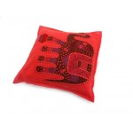 JAIPURI CUSHION COVER PILLOW CASE ELEPHANT DESIGN COTTON FABRIC RED COLOR SIZE 17x17 INCH